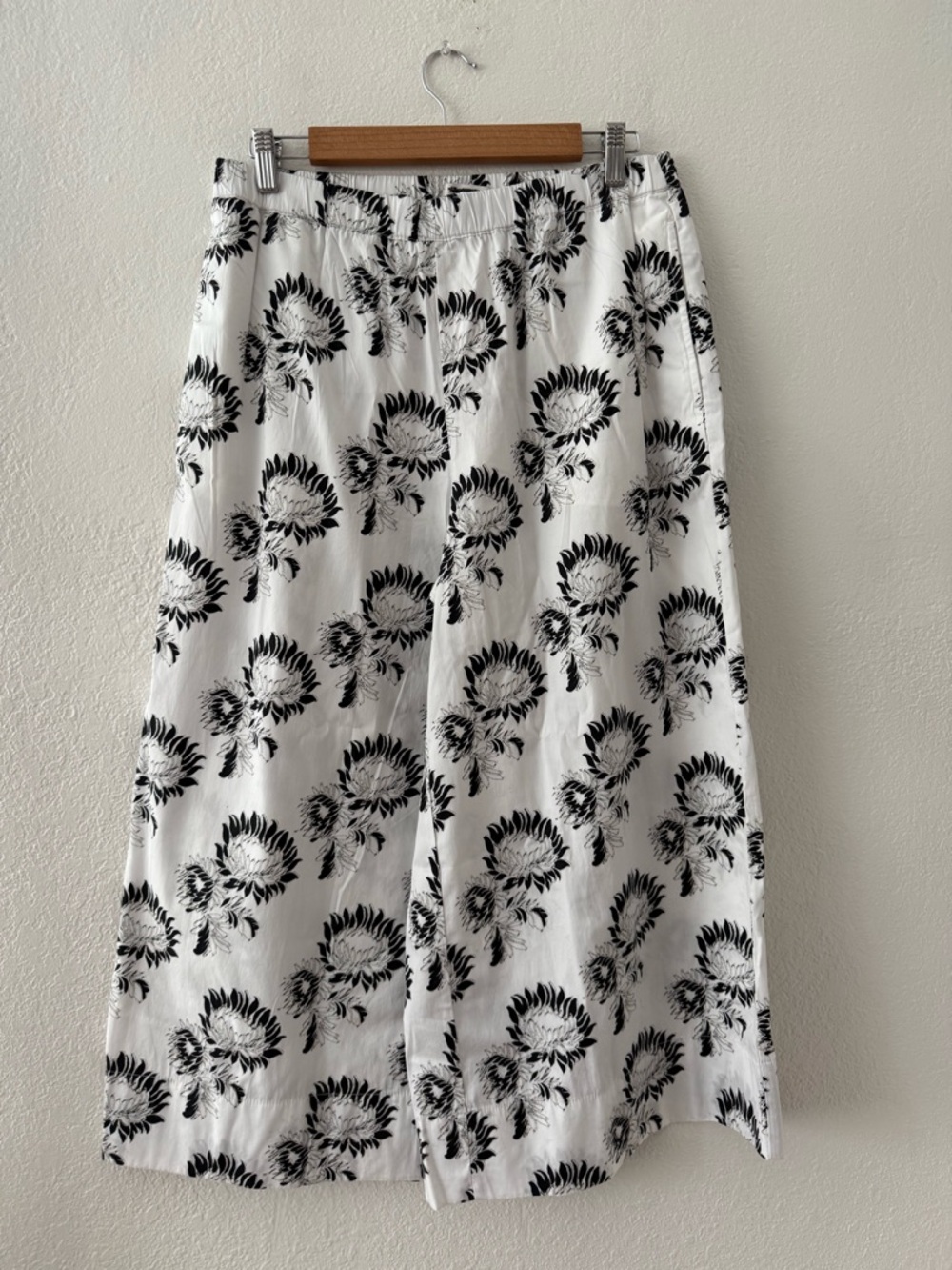 Madewell Pull-On Culottes in Cotton Poplin Wide Leg Med Graphic Sunflowers White - Picture 4 of 10